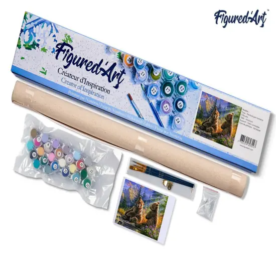Figured'Art Paint by Numbers Kit for Adults Sitting Bears 16"x20" - Craft Art Painting DIY Kit Rolled Canvas without frame {5}