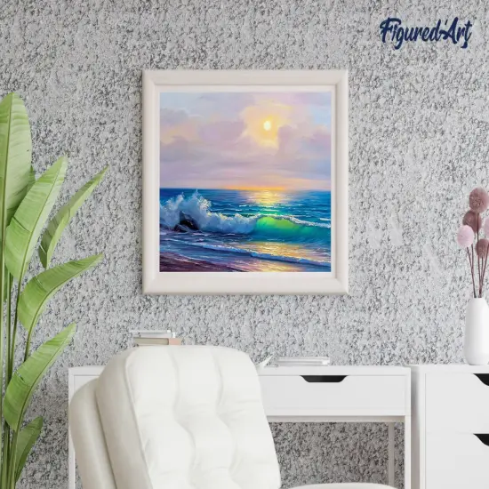 Figured'Art Paint by Numbers for Adults with Frame Seaside and Waves 16"x20" - Craft Art Painting DIY Kit Canvas Already Stretched on a Wooden Frame {4}