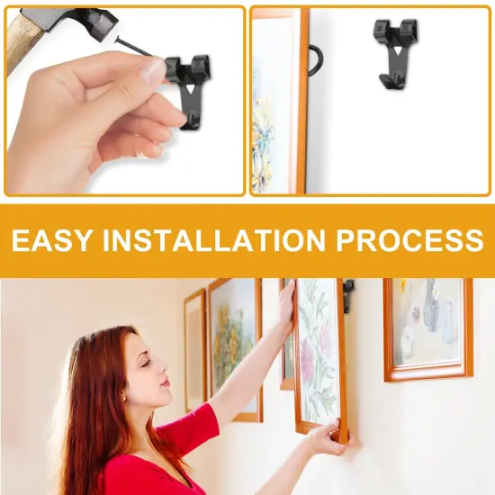 385Pcs Picture Hanging Kit with Heavy Duty Picture Hanging Hooks, Sawtooth, Hardware Nails and Picture Hanging Tool, Wall Hangers for Frame, Painting, Art, Photo (Black) {4}