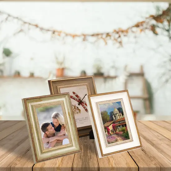 XUANLUO 3 Pack 4x6 Inch Farmhouse Rustic Picture Frame Sets Distressed Farmhouse Plastic Frame with Plexiglass for Wall Mount or Tabletop Display {4}