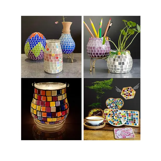 100 Pieces Mosaic Tiles Squares Light Blue Crystal Mosaic Stained Glass Kits for Adults Crafts Supplies DIY Picture Frames Handmade Jewelry Coasters Art Material Decoration,1x1cm {2}