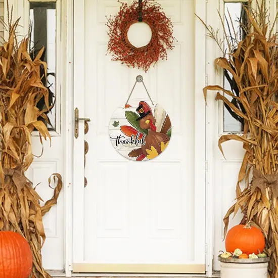 Thanksgiving Thankful Turkey Sign for Front Door Decor {3}