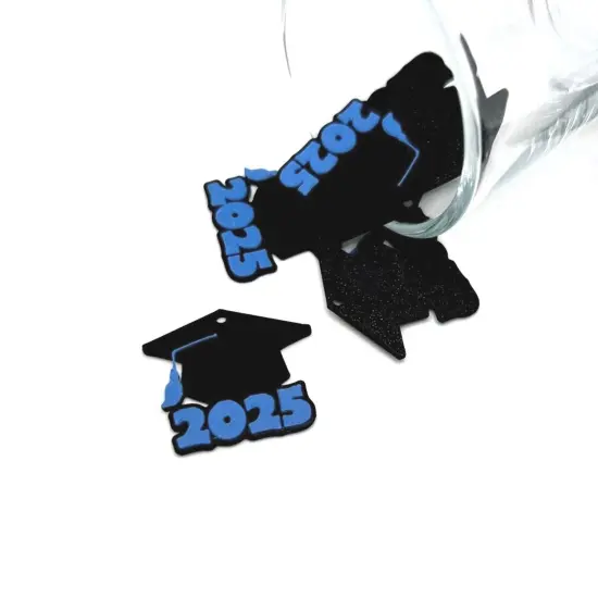 1, 4, or 20 Pieces: Blue and Black 2025 Graduation Cap Charms {1}