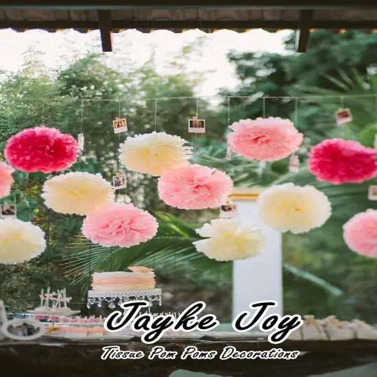 20 Pcs Paper Pom Poms Kit Decor, Tissue Paper Flowers for Birthday, Wedding, Bachelorette, Baby Shower, Girl Nursery Decoration (Pink Mix) {3}