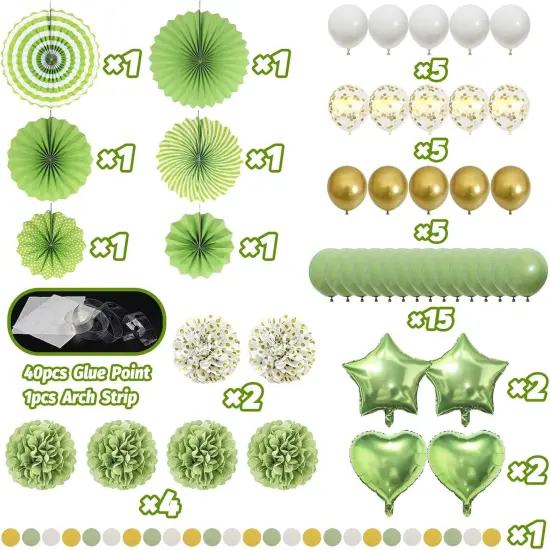 Sage Green Party Decorations, Paper Pompom Balloon Garland Olive Green Party Supplies for Women Girl Bachelorette Party Birthday Valentine's Baby Shower Bridal Shower Wedding Party Decorations {3}