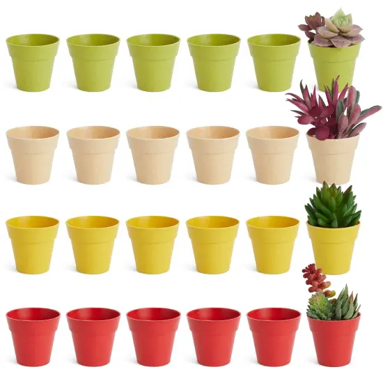 24 Pack Tiny Plastic Pots for Plants 1.5 Inch, Mini Planters for Flowers, Succulents (4 Colors), 6.4*6.4*5.7CM Multicolor {1}