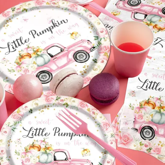 Little Pumpkin Paper Plates and Napkin Pumpkin Baby Shower Party Decorations {2}