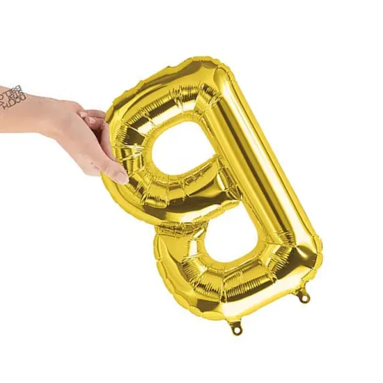 NorthStar Balloons&reg; 16" Gold Letter B Balloon Air Fill Only Foil Mylar {4}