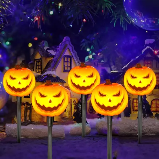 Halloween Outdoor Pathway Lights with 4 Spooky Pumpkins {3}