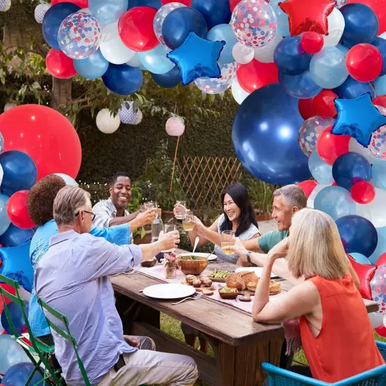 142pcs Red White and Blue Balloon Arch Garland Kit, Navy Blue for Blue 2024 Graduation Decorations July 4th Birthday Baseball Nautical Theme Party Flag Party Election Party {5}