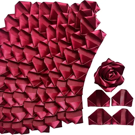 300Pieces Premade Satin Ribbon Rose Petals Half-Finished for Eternal Rose DIY Ramos Forever Flowers Bouquets Everlasting Floral,for Wedding,Anniversary,Birthday {1}