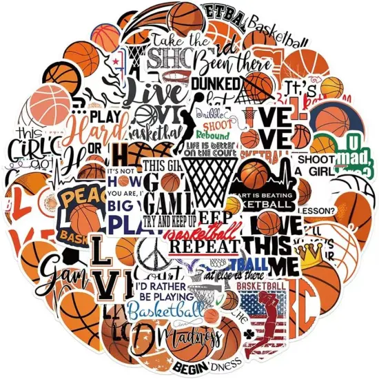 Basketball Stickers |50 Pcs Basketball Waterproof Vinyl Decals for Water Bottles Laptop Car Luggage Cup Computer Mobile Phone Skateboard D&eacute;cor {2}