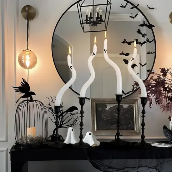 4-Pack Ghost Taper Candles &ndash; Cute Halloween Candle Decor for Table, Mantel & Indoor Party Centerpieces {5}