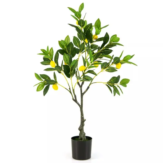 Artificial Lemon Tree 2.6 FT Tall Fake Plant Office Decor w/Lemon Fruits {1}