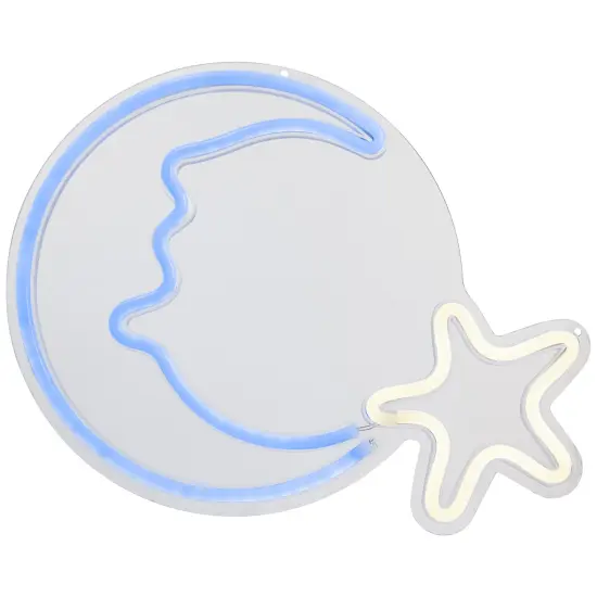 Northlight LED Moon and Star Neon Lighted Wall Art - 15" Blue {3}