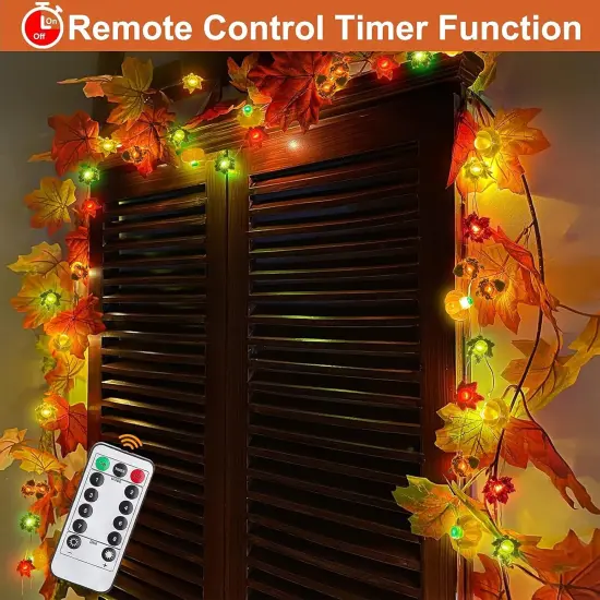 [8 Mode & Timer] 60LED 20Ft Fall Lights Pumpkin Maple Lights {2}