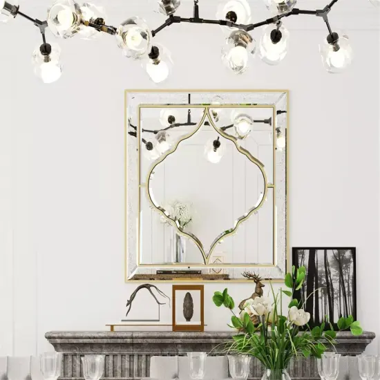 Large Square Wall Mirror Gold Edge Bedroom Hallway Living Room Decorative Mirror {3}