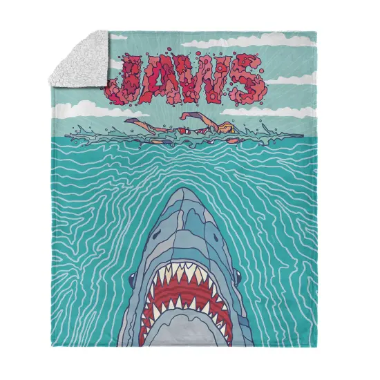 Universal Jaws Silk Touch Sherpa Throw Blanket Squiggle Poster {1}