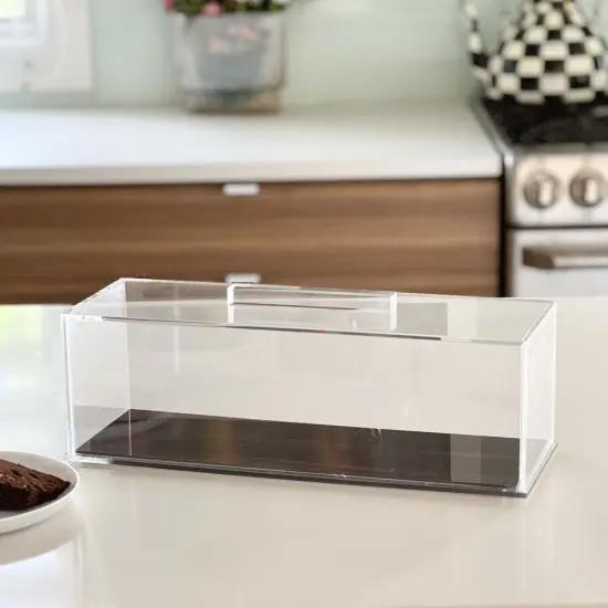 Lucite Wood Look Cake Tray with Lid {3}