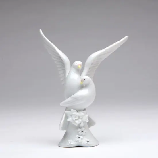 Ceramic Peace Doves with White Rose Flower Figurine, Wedding D&eacute;cor, Wedding Gift, Wedding Favor, Anniversary D&eacute;cor, Anniversary Gift {4}