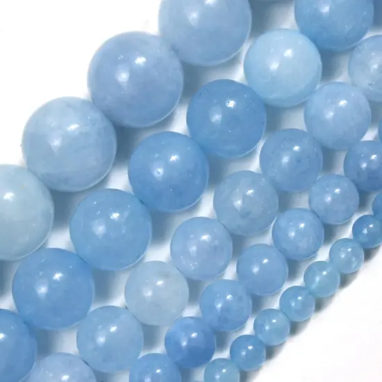 Crystal Blue Beads for Jewelry Making Gemstones Round Natural Stone Aquamarine Beads for Bracelets Making Adults 15inch 4mm {4}