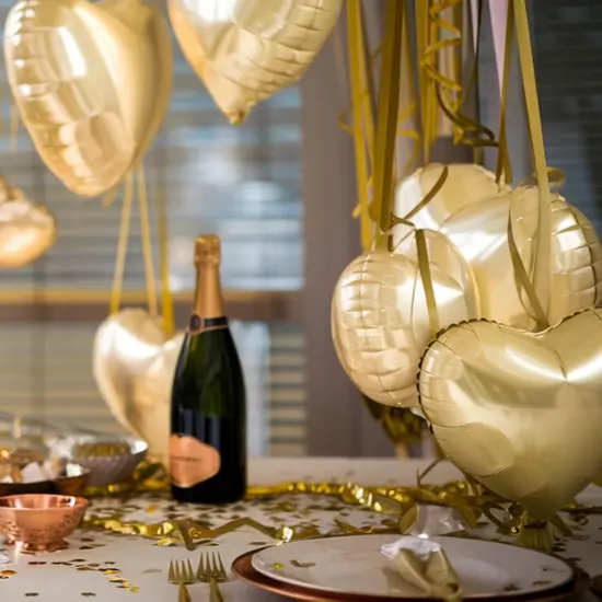 Champagne Gold Heart Balloons, 18 Inch Pastel Gold Heart Shaped Balloon, 12PCS Large Pastel Yellow Helium Foil Love Romantic Balloon for Marriage Wedding Bridal Engagement Party Anniversary Decoration {5}