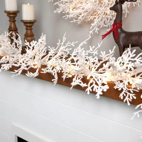 Northlight Pre-Lit Flocked Twig Artificial Christmas Garland - 9' x 14" - LED Warm White Lights {6}