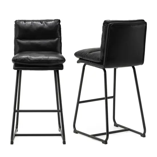 Set of 2/4 Modern Thick Leatherette Bar Stool with Metal Legs {1}