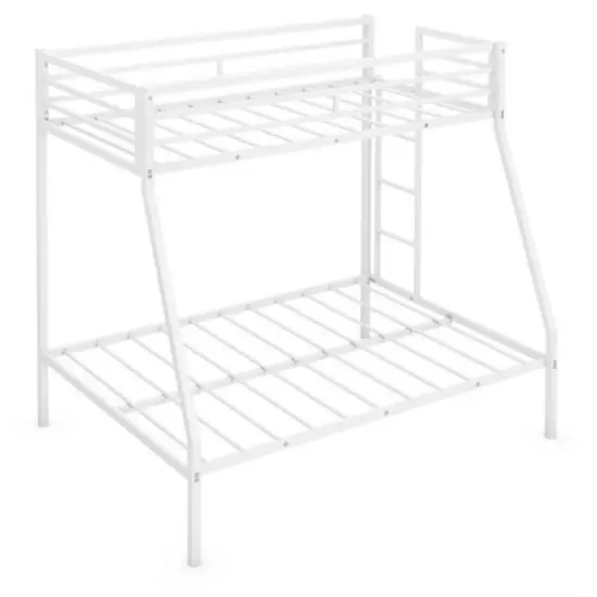 Metal Twin Over Full Bunk Bed, Sturdy, Modern and Safe Black {5}