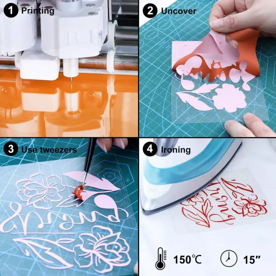 42 Pack 12" x 10" Sheets Iron on Vinyl, 30 Assorted Colors, Heat Transfer Vinyl {5}