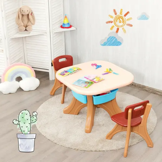 Kids Activity Table and Chair Set Play with Storage Coffee {3}