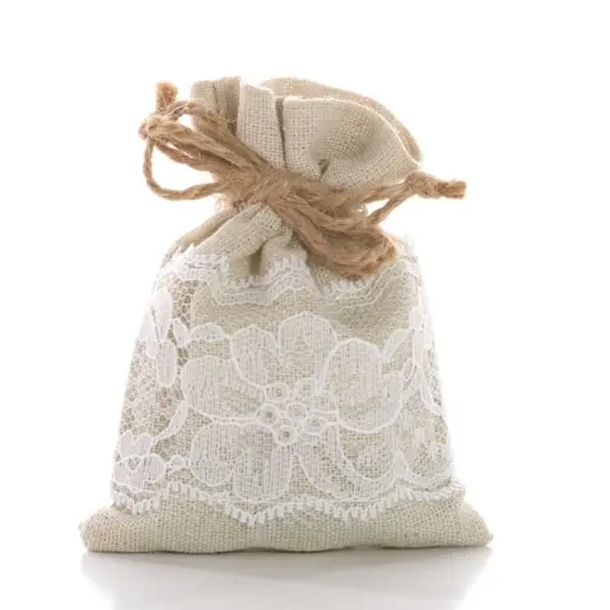 Linen & Lace Gift Bags Natural/White 4"x3" {5}