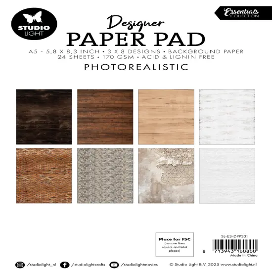 Studio Light DesignerPaper Pad 8.27"X5.83" 24/Pkg-Photorealistic {3}