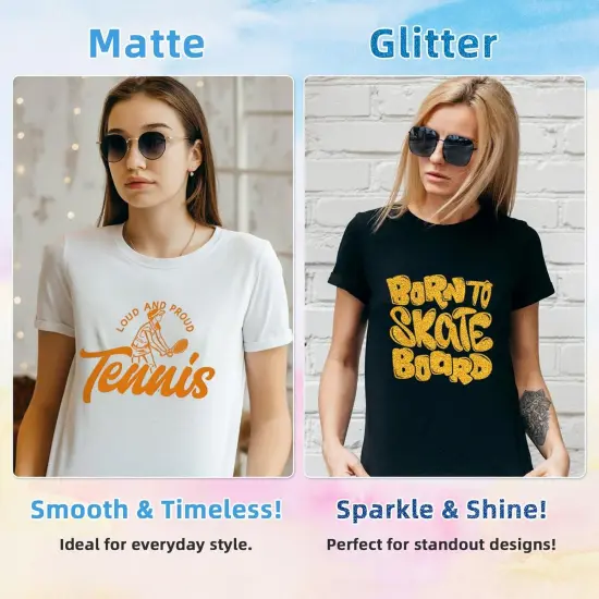 Iron On Vinyl - 12"x10" Heat Transfer Vinyl Sheets (63 Colors: Glitter & Matte) {4}