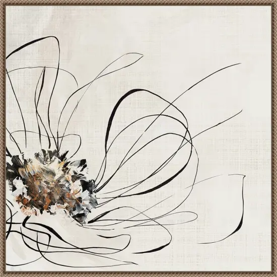 Golden Line Flower II by Alex Black Framed Canvas Wall Art {1}