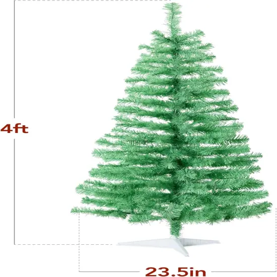 4ft Pre Lit Christmas Tree Mini Artificial Tree with Twinkling LED Lights for Bedroom or Apartment Sage Green {5}