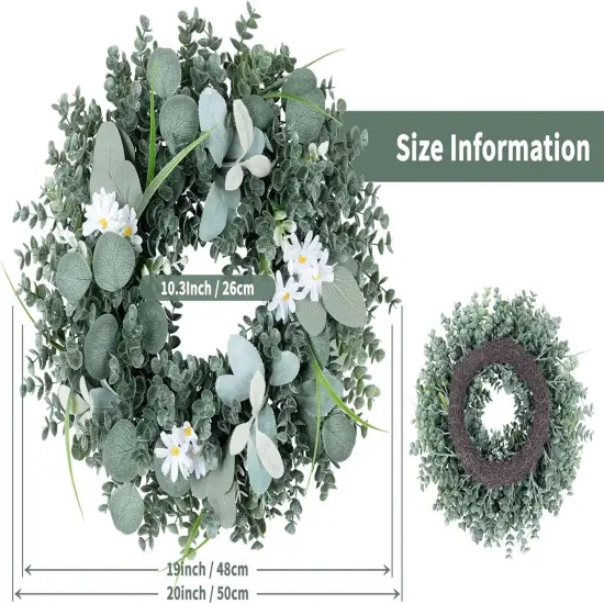 Front Door Wreaths, 20 Inch Spring Eucalyptus Greenery Wreath {2}