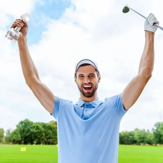 Crystal Glass Golf Trophy with Elegant Gift Box for Tournaments, Sports Competitions, Parties, Champion Award, Paperweight for Desktop and Table Decor (9 Inches) Clear {4}