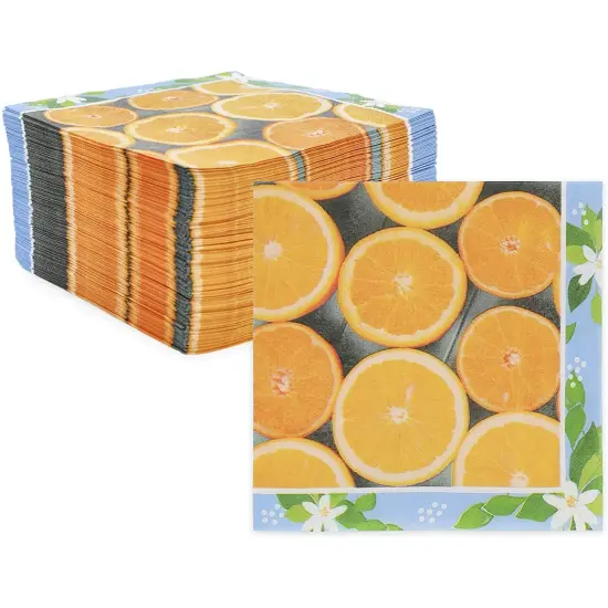 Orange Paper Napkins, Citrus Fruit Summer Party Decorations (6.5 In, 150 Pack) {1}