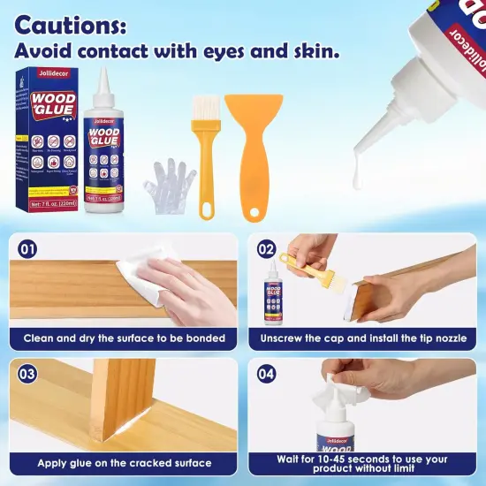 220ml Wood Glue for Furniture Heavy Duty, Waterproof Strong Adhesive Craft Glue Clear Fast Drying Balsa Super Glue for Woodworking {4}