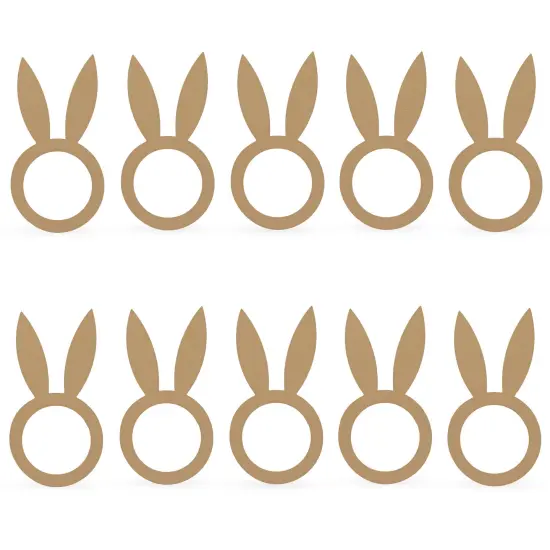 Set of 10 Easter Rabbit Wooden Napkin Rings Unfinished Wooden Bunny Shape Craft {1}