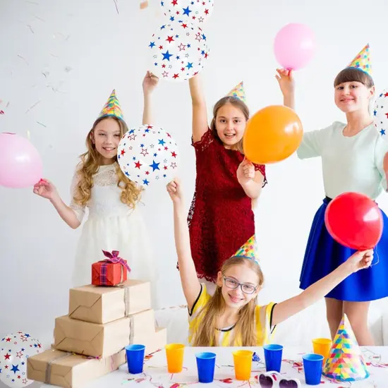 12 Inch Printed Star White Balloons, 50 Pcs Printed Blue Red Star Latex Balloon for 4th of July Decorations Happy Birthday Festival Anniversary Independence Day Decoration Baby Shower Party Supplies {4}