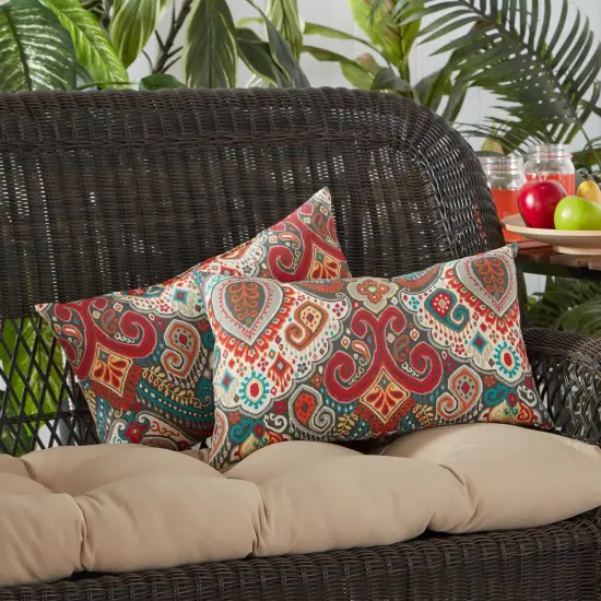 Outdoor 19 x 12 in. Rectangle Throw Pillow (2-Pack) Palm White {5}