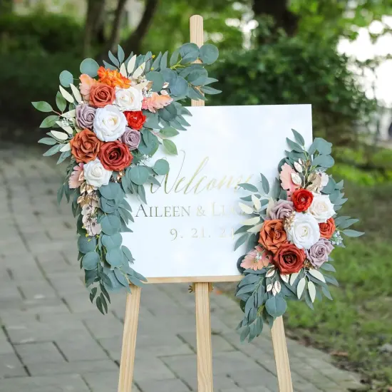 Artificial Burnt Orange & Cream Wedding Arch Flowers (Set of 2) {2}