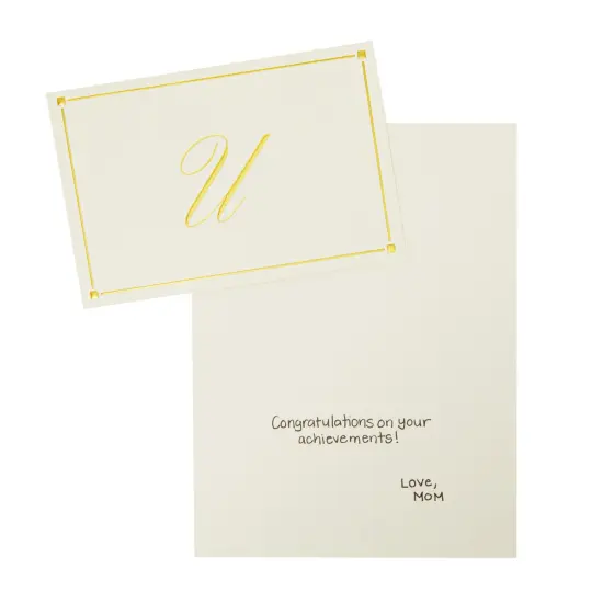 Gold Foil Letter U Personalized Blank Note Cards with Envelopes 4x6, Initial U Monogrammed Stationery Set (Ivory, 24 Pack) {3}