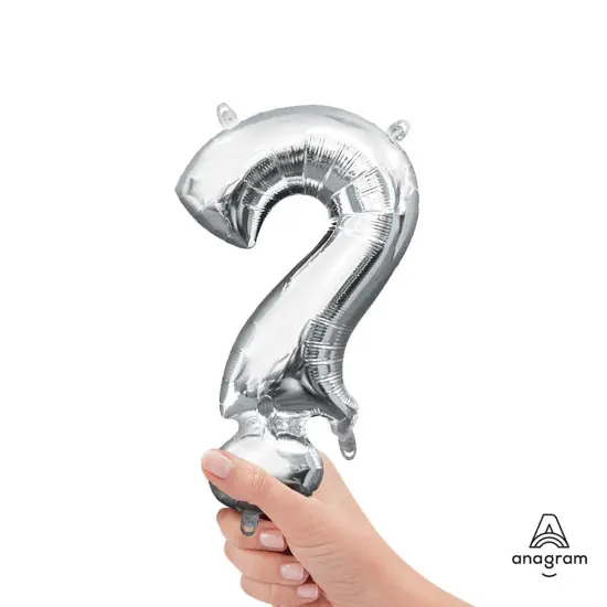 Anagram&reg; 16" Silver Question Mark Balloon Air Fill Only Foil Mylar {3}