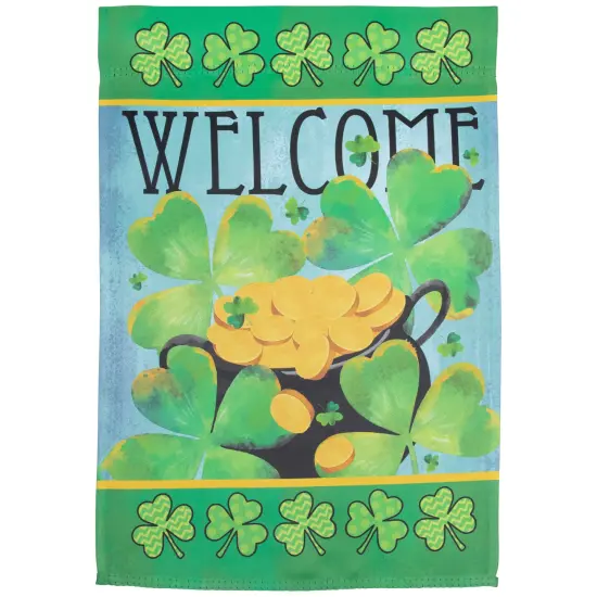 Northlight Pot of Gold "Welcome" St. Patrick's Day Outdoor Garden Flag - 12.5" x 18" Green {3}