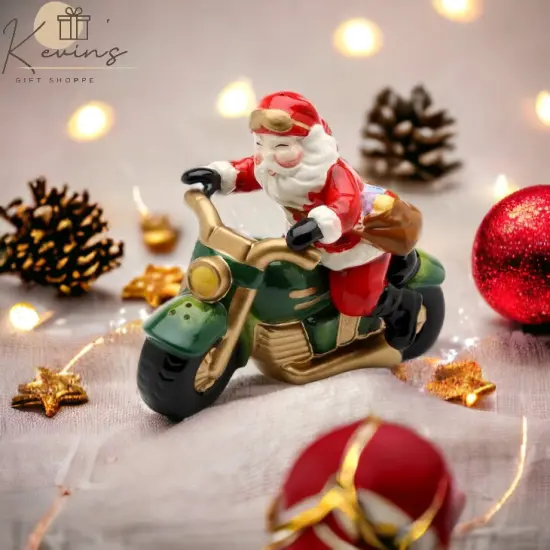 Ceramic Christmas Santa Riding Motorcycle Salt & Pepper Shakers, Home D&eacute;cor, Gift for Her, Gift for Mom, Kitchen D&eacute;cor, Christmas D&eacute;cor {1}