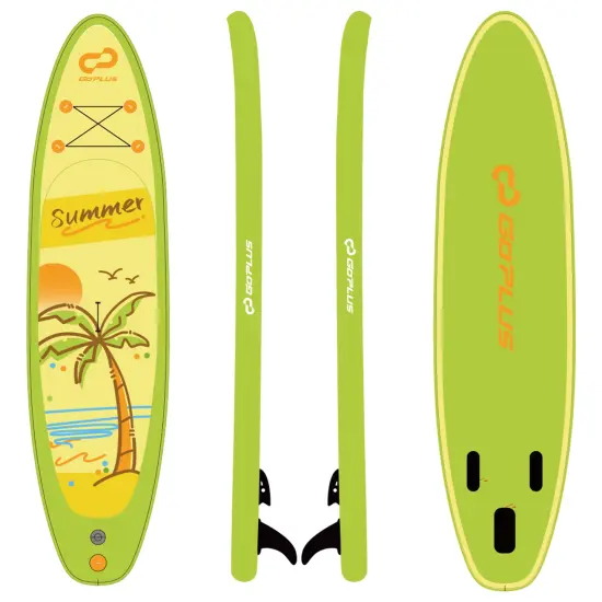 Goplus 10' Inflatable Stand Up Paddle Board 6'' Thick W/ Aluminum Paddle Leash Backpack Blue\Yellow {1}