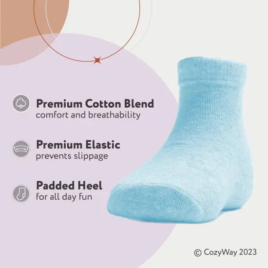 CozyWay Boy Crew Socks - Comfy Cotton Socks For Boys Ages 3 Years and Up - Soft & Breathable - Multi Color Blue - 12 Pack Multicolor {2}